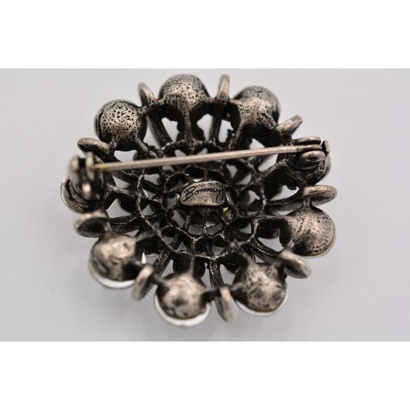 Bonnie J Crystal Pin Brooch Dark Silver Tone Sparkling Rhinestone Signed Bin1 - Picture 11 of 12